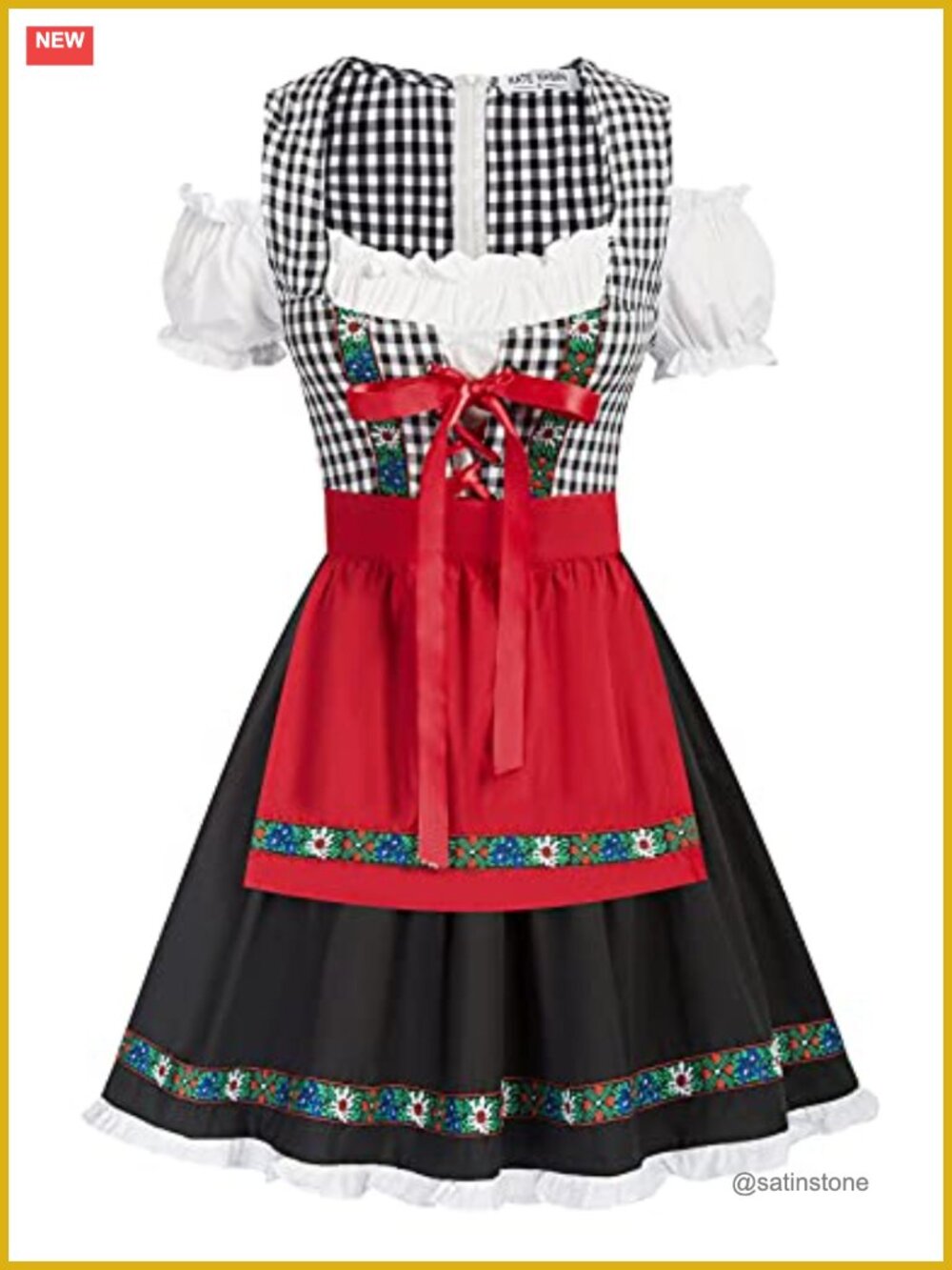 Dirndl Dress Bavarian Oktoberfest Costume 2 Piece with Apron | Women